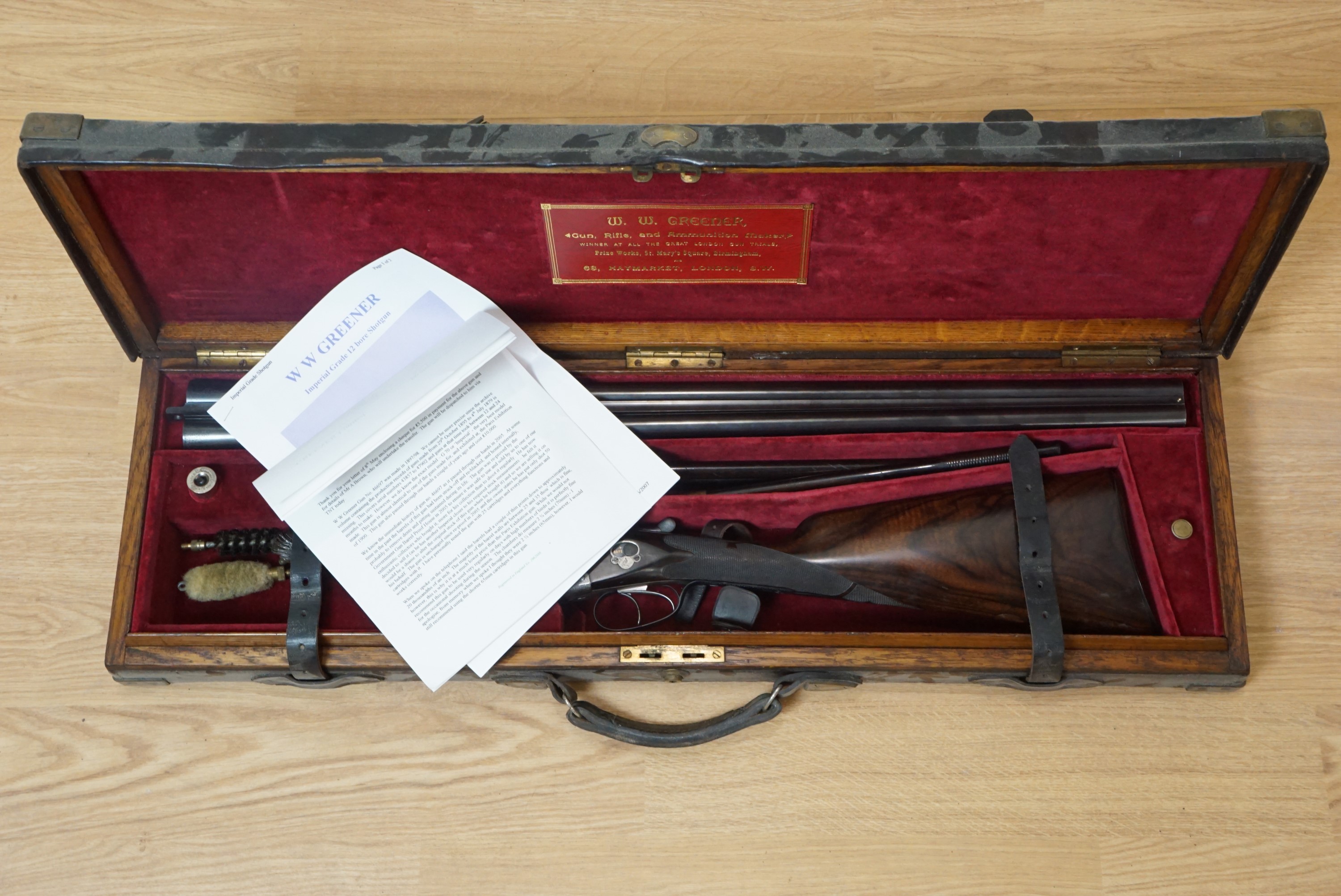 A W.W. Greener, "Imperial Grade" 12 bore side by side boxlock ejector shotgun, 46697, the sides - Image 2 of 18