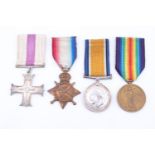 A Great War gallantry group, comprising Military Cross, 1914 Star, British War and Victory Medals to