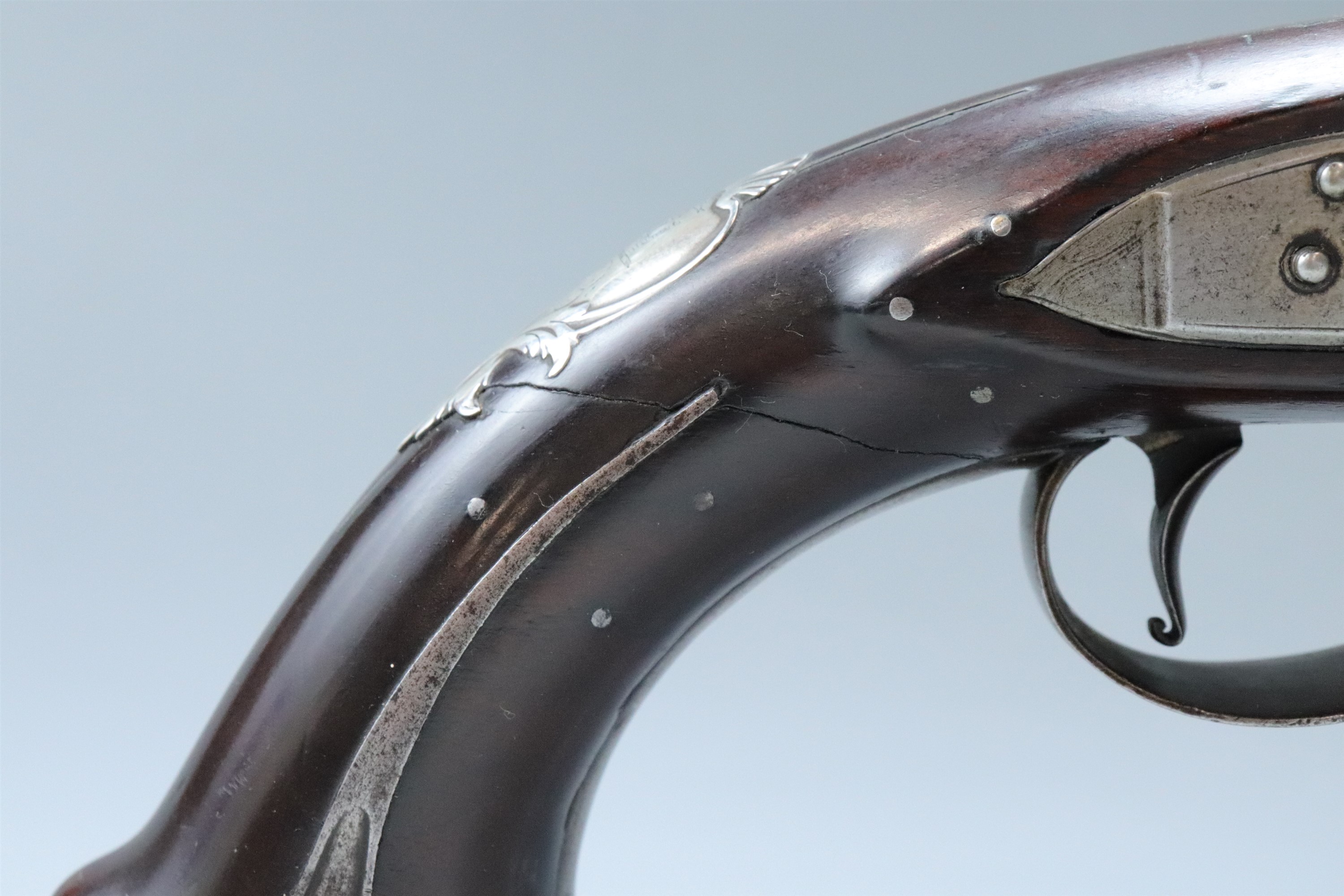 A George III white metal and iron mounted flintlock holster pistol by Ketland, having a 9 3/4 inch - Image 5 of 15