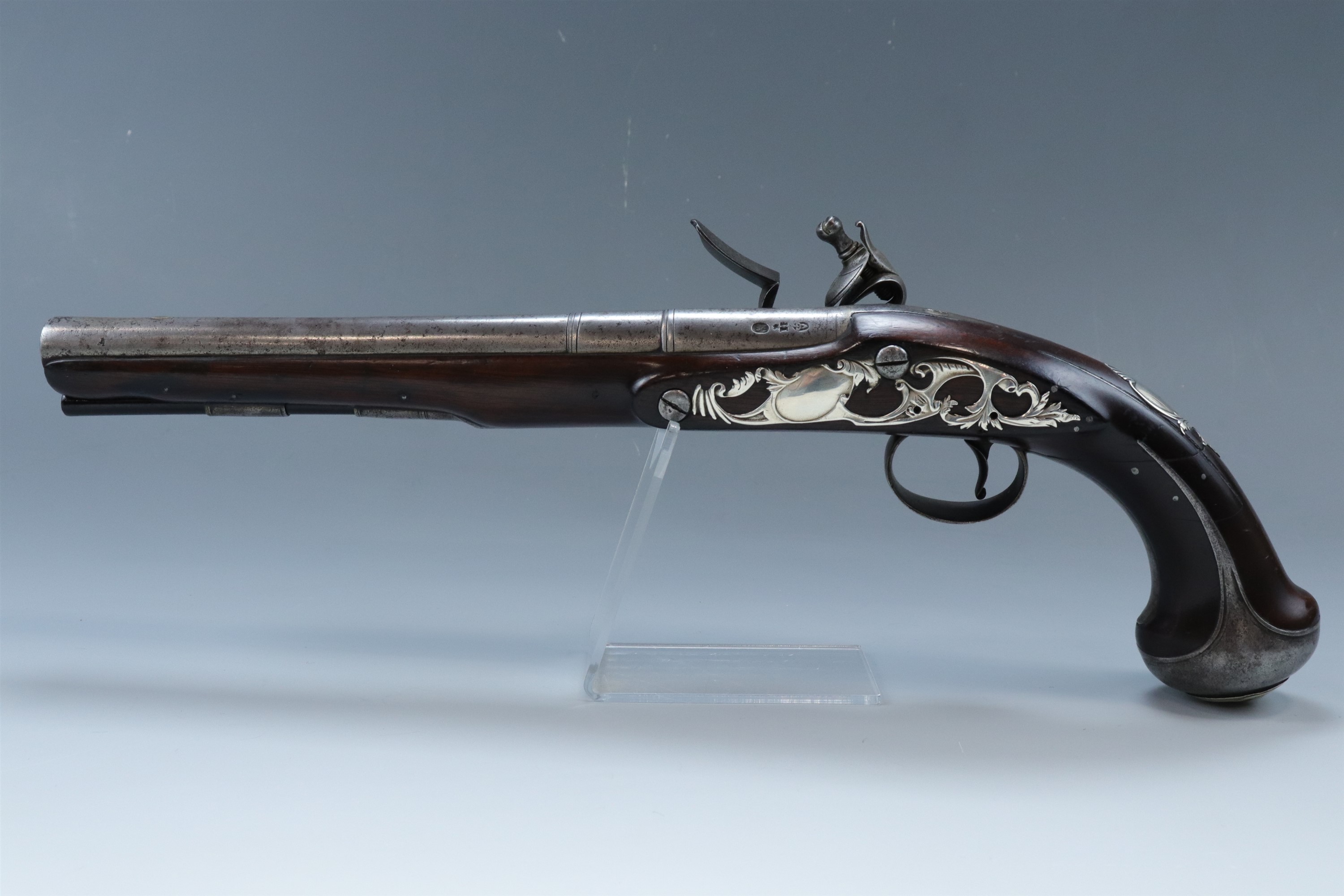 A George III white metal and iron mounted flintlock holster pistol by Ketland, having a 9 3/4 inch - Image 6 of 15