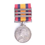 A Queen's South Africa medal with three clasps to 2691 Pte T Jennings, Grenadier Guards