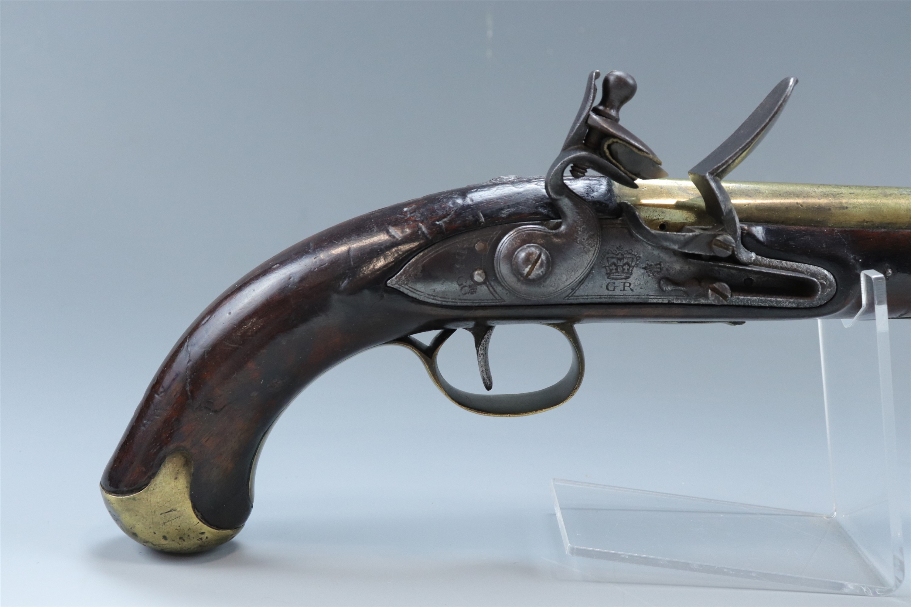 A George III 25-bore military flintlock brass-barrelled pistol by Durs Egg, as commissioned by the - Image 2 of 9
