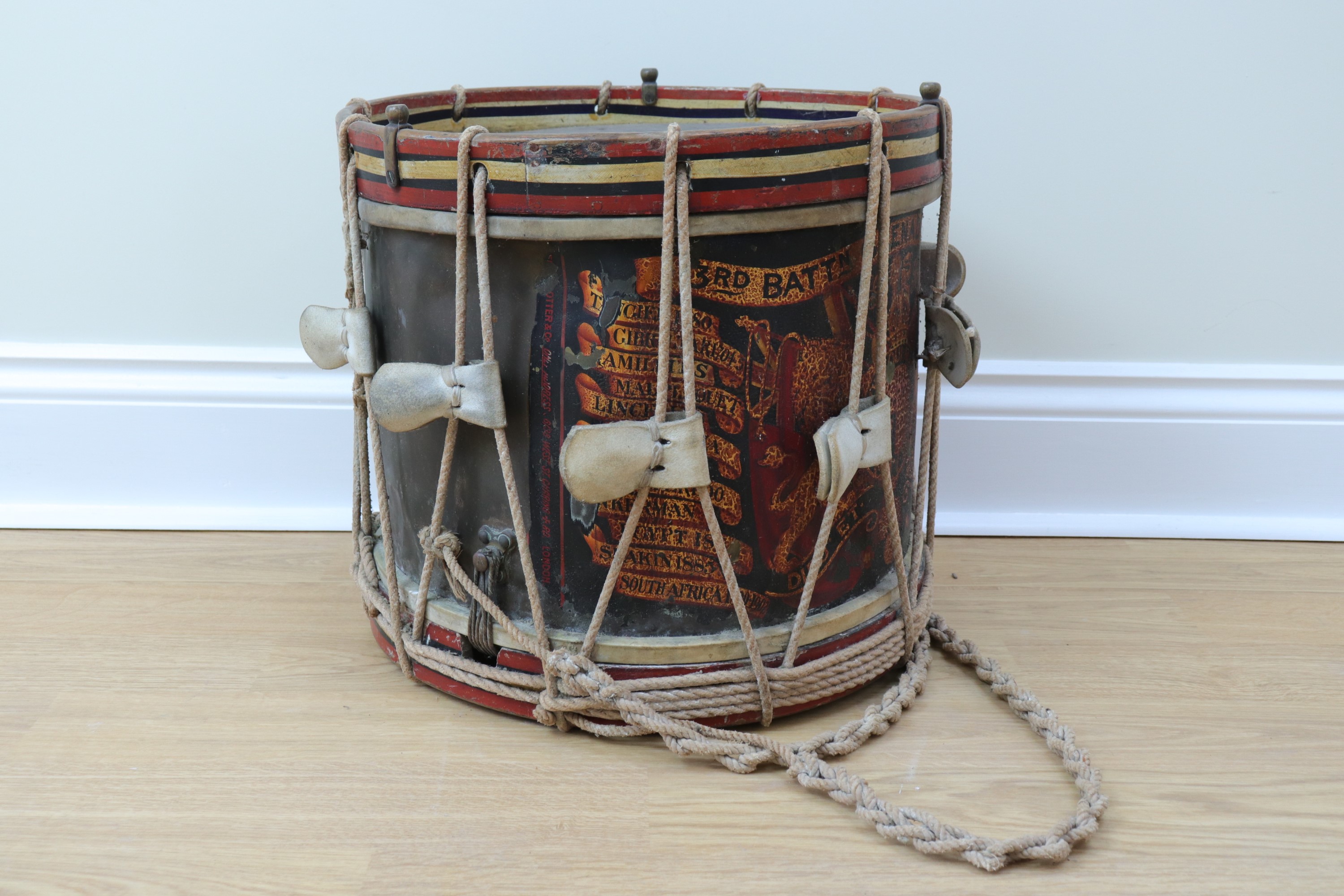 A George V 3rd Grenadier Guards side drum by Potter, the body dated 1913 and stamped "3 G G, 10" - Image 2 of 8