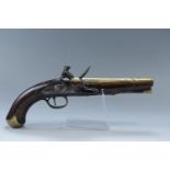 A George III 25-bore military flintlock brass-barrelled pistol by Durs Egg, as commissioned by the