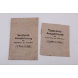 German Third Reich issue packets for Eastern Peoples medals, second class, respectively in silver