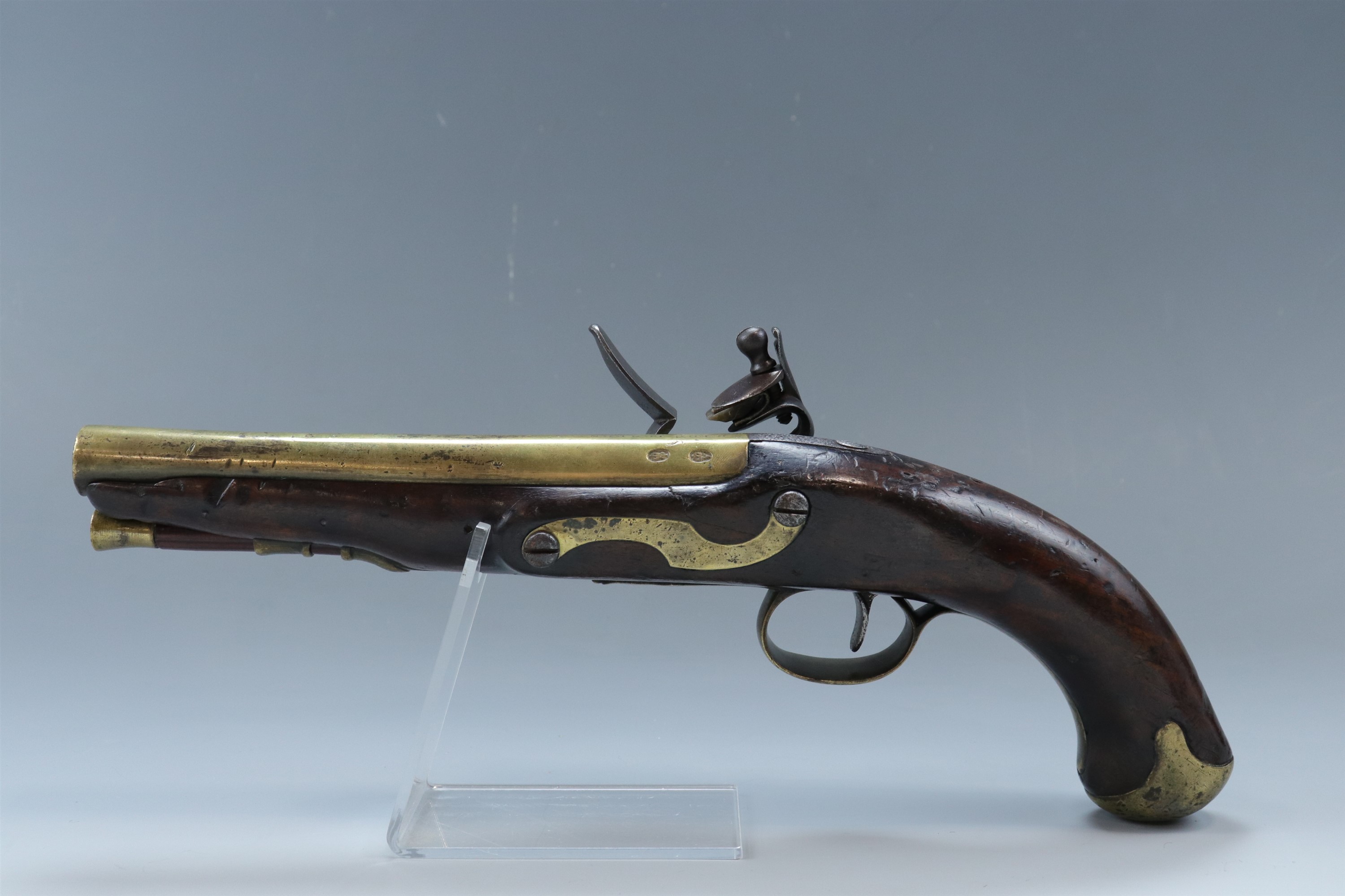 A George III 25-bore military flintlock brass-barrelled pistol by Durs Egg, as commissioned by the - Image 5 of 9