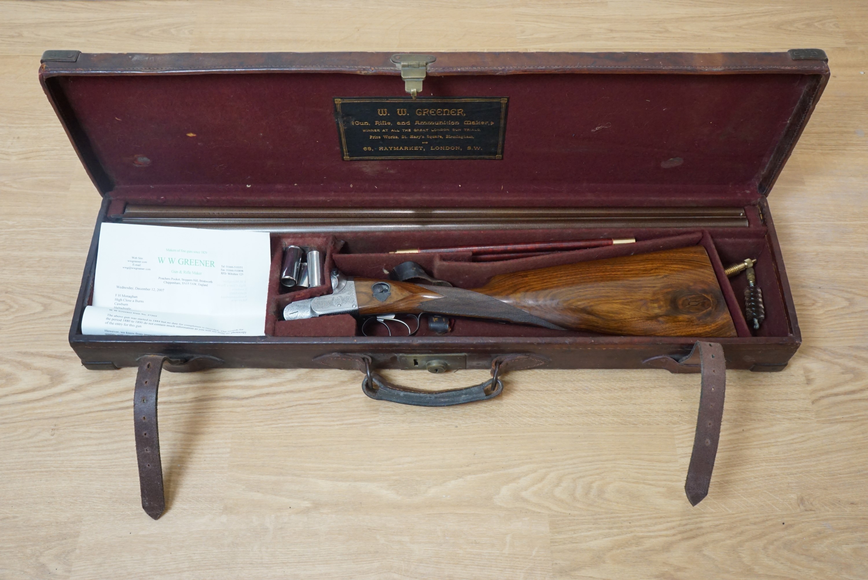 A W.W. Greener, 12 bore side by side boxlock ejector shotgun, 27269, Greener side safety, straight - Image 2 of 15