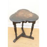 A Victorian Gothic influenced joined oak jardiniere stand, 57 cm