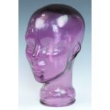 A moulded glass female display head, 28 cm