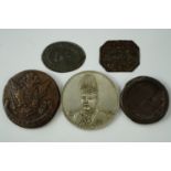 A 1771 Russian Catherine II 5 Kopek copper coin, together with further coins and tokens
