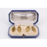 A pair of 9 carat gold cufflinks in a fitted retailer's case for William Hope, Hexham, Chester,