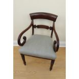 A set of six Regency mahogany dining chairs, consisting of two armchairs and four standard chairs,