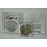 A George V Cyprus forty-five piastres 50th anniversary silver coin