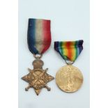 A 1914-15 Star to 10833 Pte T Clark, Border Regiment, together with a Victory medal to 59342 Pte F F