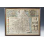 John Speed, a map of Northumberland, John Sudbury and George Humble, 1610, hand tinted with inset