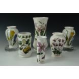 Six Portmeirion vases, tallest 21 cm