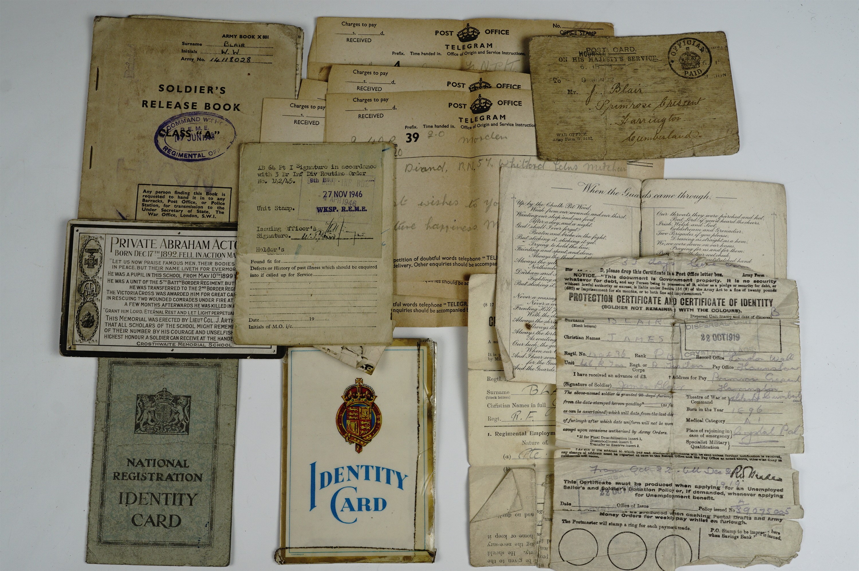 A Great War and Second World War group of family military service documents, pertaining to 129836