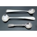 Three Georgian silver salt spoons