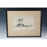 Godfrey Smith (19th Century) Landscape with rustic windmills, drypont, pencil signed to the