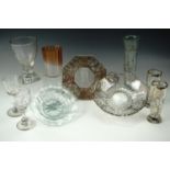 Sundry Georgian and later glass including a rummer with lemon squeezer foot, soda glass etc