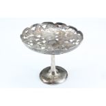A small pierced silver bob-bon dish in the form of a tazza, obscure marks under dish, tests as