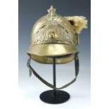 An early 20th Century French fire service brass helmet