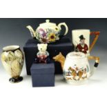 An Old Tupton Ware teapot and Teddy bear, a John Peel Tankard, Hunting teapot and vase