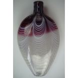 A 19th Century Nailsea flask, having an achromatised red body with white "feathers", 20 cm