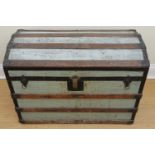 A late 19th Century dome topped cabin trunk, having an internal luggage tray, 85 x 50 x 60 cm