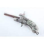 A late 19th / early 20th Century Austrian novelty watch chain fob miniature pin-fire pistol,