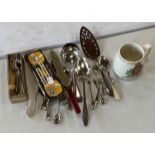 Electroplated cutlery, commemorative ware, novelty sardine tin opener and server, etc