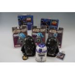 Two boxed Star Wars Classic Collectors Series figural mugs together with four key-rings, two ceramic
