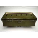 A postwar British austerity period "Pilot Thrift Box" money tin, 23 x 11.5 x 6 cm
