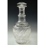 A late 19th / early 20th Century heavy cut glass decanter, 30 cm