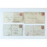 Four various Victorian covers, two bearing imperforate 1d red stamps and addressed to one George