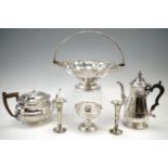 A quantity of electroplate including three baskets, a coffee pot, tea pot etc