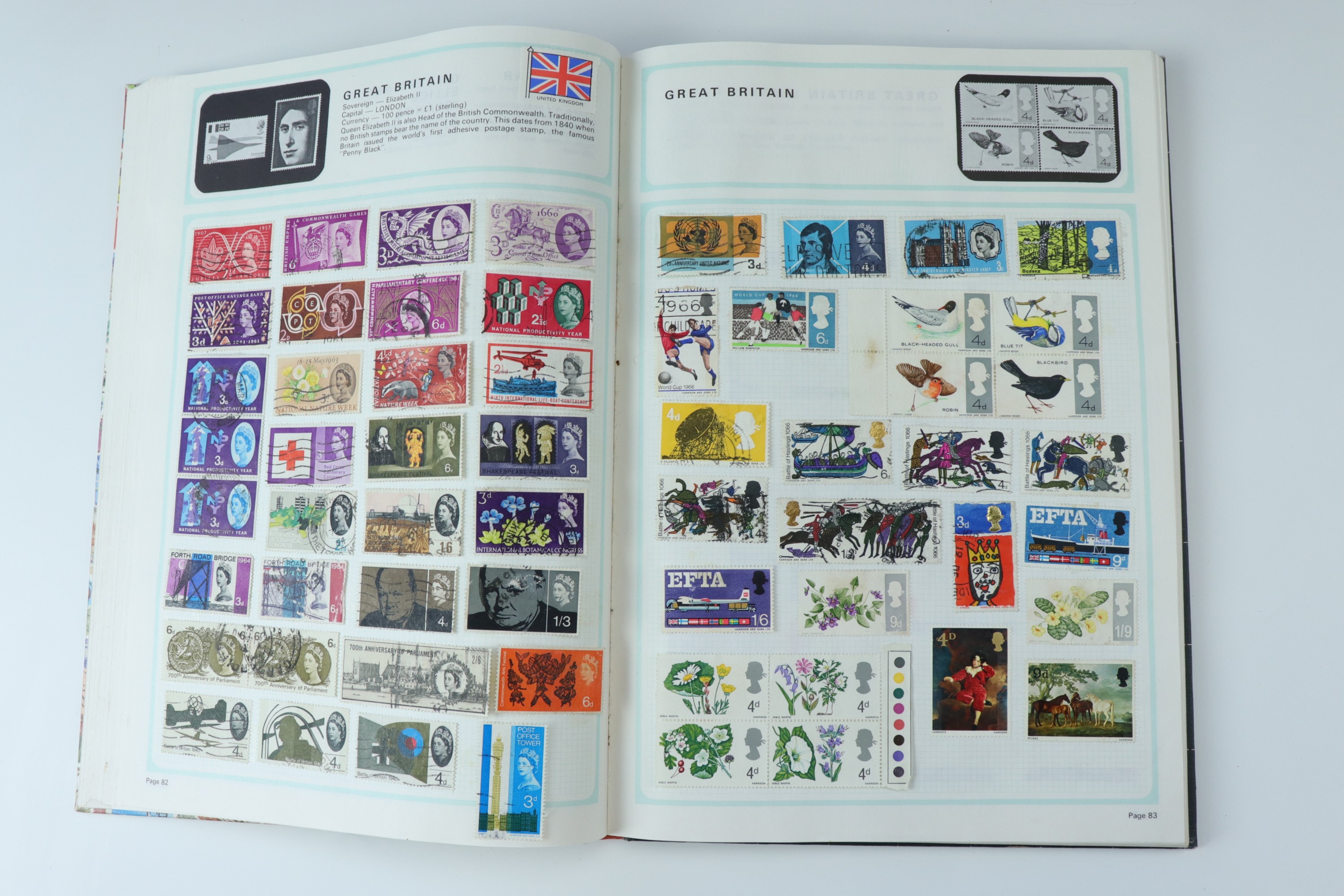 Several juvenile stamp albums containing GB and world stamps, with uncirculated and specimen GB - Image 9 of 47