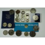 Sundry GB coins including a 1955 half crown, two 1986 commonwealth games two pound coins, a bill