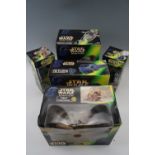 Five boxed Star Wars The Power of the Force toys comprising Darth Vaders Tie Fighter, Boba Fetts