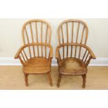 A pair of English hardwood children's Windsor chairs, 74 cm