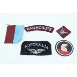 An Australian Air Force cloth shoulder title and sundry other items of cloth insignia