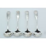 A set of four silver George IV numbered salt spoons