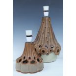 Two Shelf Pottery table lamps, tallest 39 cm