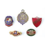 A small group of Friendly Society, school prefect and other enamelled lapel badges