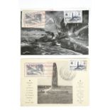 [ Commando ] Two 1947 French postcards / stamp covers commemorating the St Nazaire raid