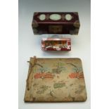 Oriental jewellery box, album and dragon figures
