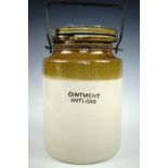 A Second World War anti-gas ointment stoneware jar by Doulton