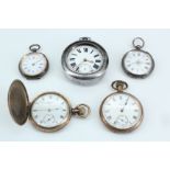 A Victorian silver-cased pocket watch, (a/f), together with two late 19th Century ladies' white