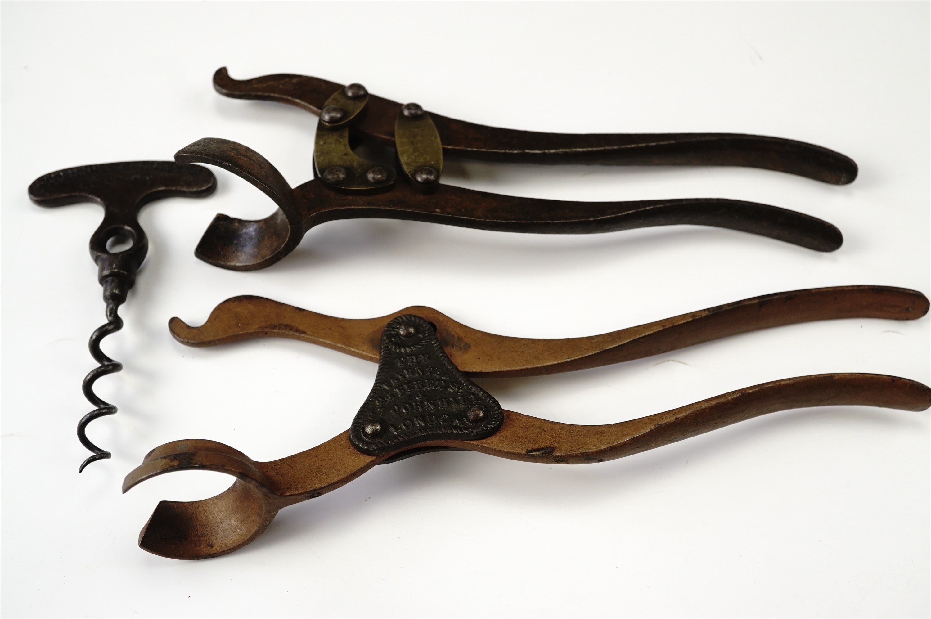 A Victorian Lund's patent lever corkscrew together with a similar lever
