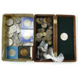 A large quantity of royal commemorative and other coins including a 1927 USA one dollar